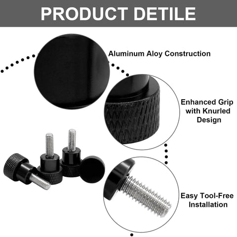 Close-up of Six Pack M4 X 10Mm Knurled Thumb Screws With Knurled Grip Round Flat Head Clamping Knobs For Computer And TV Mounts.