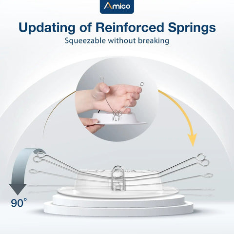 Flat Trim Recessed Can Light Covers For 5 And 6 Inch Housing Dimmable LED Ceiling Fixtures showing updated reinforced springs.