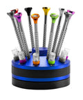 10 Pcs Precision Slotted And Phillips Watch Screwdriver Set With 20 Extra Replacement Blades in a rotating stand