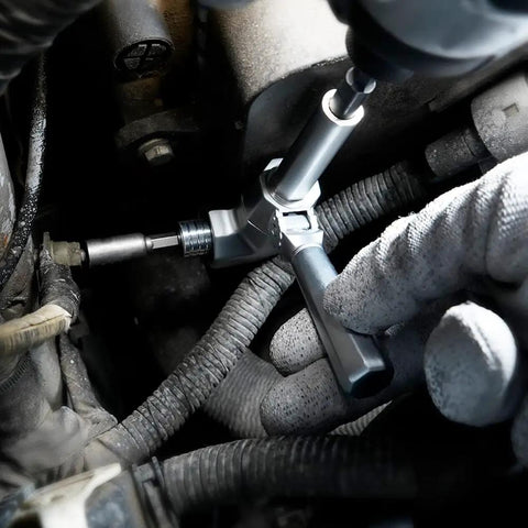 Go-To Right Angle Drill Attachment For Cordless Drill And Impact Driver All Metal Body Steel Gear used in tight engine space