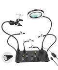 Magnetic Soldering Helping Hands With Flexible Arms And 360 Degree PCB Holder For Hot Air Gun Stand 5X LED Magnifying Light