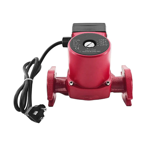 Top Notch Stainless Steel Circulator Pump For Water Heaters And Boiler Hydronic Heat Systems 3 Speed Settings 115 Volt 60 Hz front view with wires visible