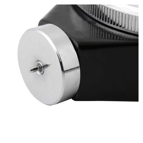 Hardness Tester For Type A O And D Scales With Simulated D Type Display Quick Easy Read Dial Built Tough From Rust Resistant Alloy Build Ideal For Testing Hardness In Plastics And Sulfur Goods Durable Accurate Fast Results, close-up metal probe