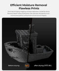 3D printed model showing before and after drying with Multi-Kilo Filament Dryer For 1kg To 5kg Spools, Heats Up To 70 Celsius.