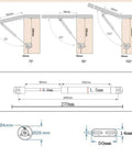 Detailed diagram showing installation angles and dimensions for Four Pack Heavy Duty Gas Hydraulic Struts Delivering Hella Smooth Operation.