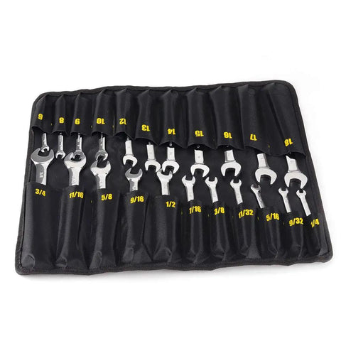 22 Piece Flex Head Ratcheting Wrench Set With Metric And SAE Sizes In Chrome Vanadium Steel Hand Wrenches Displayed in Carrying Bag