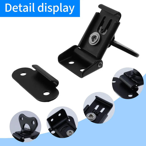 No Nonsense Boss Grade Black Spring Loaded Butterfly Twist Latch And Keeper Four Pack With Tight Grip Flip Lock System angled view showing spring loaded mechanism.