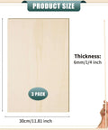 Front view of basswood sheets, unfinished, 12 x 16 inches, 1/4 inch (6 mm) thick, three-pack