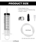 5 Piece Motorcycle Brake Bleeder Kit With Hose, 100ml Syringe, Clamp And Screws showing product dimensions