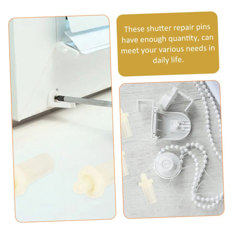 Tough-As-Nails Plastic Shutter Repair Pins and Blind Bolts 50 Pack for Window Blinds, featuring beige repair pins and accessories.