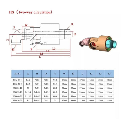 Brass Three Eighths Inch Rotary Union High Speed Rotary Joint For Cooling Water Left Thread One Way Connector dimensions
