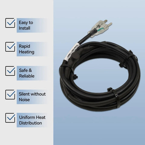 Plug In Pipe Heating Cable With Built In Thermostat For Outdoor Water Pipes No Fuss Anti Freeze Kit Self Regulating And Energy Saving 100 To 120V 11.8 Feet coiled cable with plug