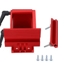 Slick Red Bench Grinder Sharpening Jig And Versatile Tool Rest For 6 Inch And 8 Inch Wheels with adjustable clamps and screws.
