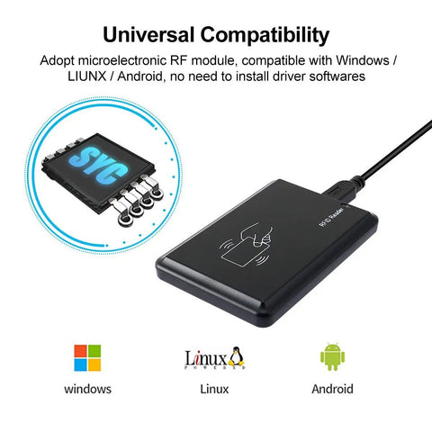 USB 125kHz RFID Card Reader Plug And Play Tap To Read For EM4100 TK4100 Tags with universal compatibility features