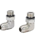 Solid 2 Pack 1/4 Inch 37 Degree Flare To SAE Orb Hydraulic Fitting Adapter Connects Threads To Orbit Rings Like A Champ For Hoses Valves Cylinders And Pumps Leak Free Under Pressure Always For Heavy Duty Work Built Sick Every Single Day, 90-degree elbow fittings