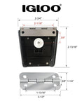 Heavy Duty Stainless Steel Cooler Parts Kit With Beefy Latches Hinges And Marine Grade Screws That Fit 50 To 165 Quart Ice Chests, hinge dimensions shown.