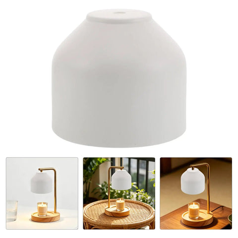 White Iron Candle Warmer Lamp Cover With Detachable Design And 10mm Hole Diameter For Bedside Tables And Small Apartments Space Saving Modern Minimalist Farmhouse Lampshade Spare Part, white iron cover