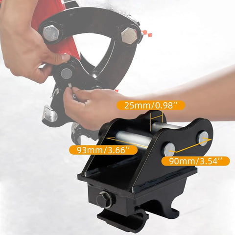 Pro Grade Mini Excavator Attachments Kit With Narrow Bucket Ripper Rake Auger Grapple Quick Hitch Screening Bucket Eight Piece Set For Compact Excavators US Stock Ready To Ship From Local Warehouse quick hitch dimensions