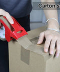 Brown Packing Tape With Dispenser 2.4 Mil Thick 1.88 Inch Wide By 60 Yards 6 Rolls Total Free Dispenser Included, sealing cardboard box.