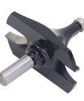 Cool Roundover Router Bit With Razor Sharp Tungsten Carbide Tips And Serious Anti Kickback Safety For Smooth Hardwood Cutting And Plywood Trimming Jobs, close-up view of router bit with 1/2 inch shank.