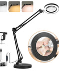 10X Magnifying LED Lamp With Optical Glass Lens 4.3 Inch Clamp On Craft Light with adjustable arm and USB power cable