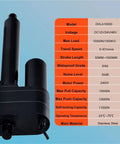 Beefy Heavy Duty Electric Linear Actuator 12V 24V 48V IP66 with specifications chart and telescopic push rod