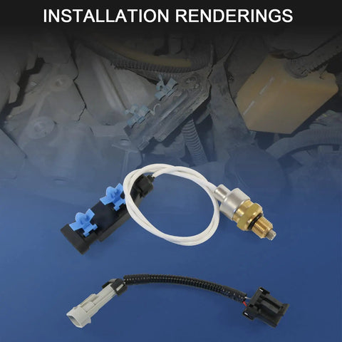 Installation rendering of Turbo Charger Vane Position Sensor Kit For Chevy GMC Silverado Sierra 2500 3500 Duramax 6.6L Diesel LLY LBZ LMM LML 2004.5-2015 Replaces 904-235 12643471 12635324 763527-0512 with wiring harness