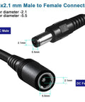 2 Pack 10 Foot DC Power Extension Cables 5.5mm x 2.1mm Heavy Duty 12V Extension Lead For Security Cameras CCTV IP Routers And LED Strips