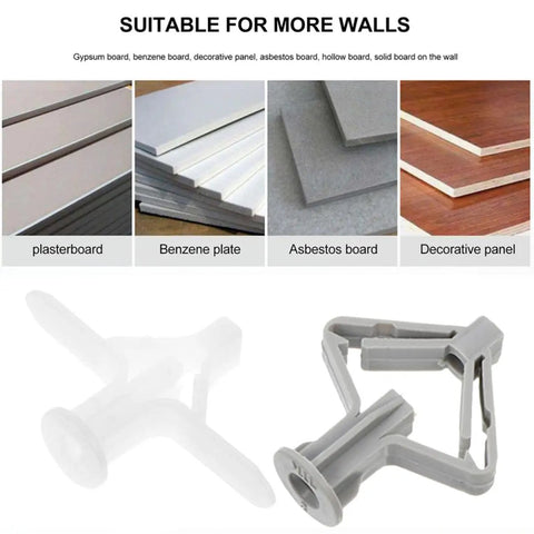 1 Set Wall Anchor Assortment For Drywall Self Drilling Butterfly Expansion Plugs showcasing board compatibility