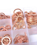 Ultimate 280-Piece Solid Copper Sump Plug Washer Set Kit With Complete Metric Pack Oil Drain Seals For Auto And Marine Engines To Stop Drip Leaks Like A Boss During Quick Maintenance And Major Repairs. copper washers in plastic organizer box