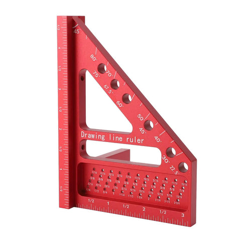 3D Multi Angle Measuring Ruler For Woodworking And Carpentry, Aluminum Alloy Square Protractor With 0 To 90 Degree Range, Preset 22.5