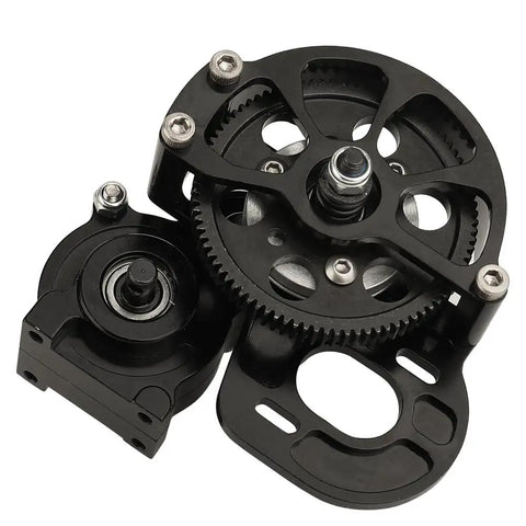 Full Metal Transmission Gearbox With Steel Gear Set For 1/10 RC Crawlers showcasing CNC Aluminum Protective Cover.
