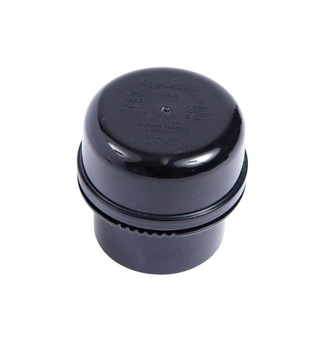 Straight Up Heavy Duty Air Admittance Valve Aav For Plumbing Drainage Systems With Threaded Adapter Durable Abs Construction 6 Dfu Rating For Sinks And Lavatories Zero Hassle Installation black ABS valve top view.