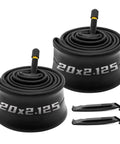 Two Pack 20 Inch Bike Tubes Heavy Duty Inner Tubes For 20 By 1.95 2.10 2.125 2.40 Tires with valve stems and tire levers