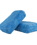 Pro Grade Microfiber Applicator Pads 2 Pack with ultra soft foam core, blue, for easy wax sealant dressing and car care detailing.