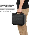 Person holding Portable Tool Box With Shockproof Foam Insert And IP67 Waterproof Hard Case For Tools Gear And Travel, Beefed Up Heavy Duty Protective Plastic Storage, Customizable Foam Liner, Moisture Proof Durable Case