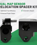 MAP Sensor Relocation Spacer Kit For 2023 To 2025 Chevy Silverado And GMC Sierra 2500HD 3500HD With 6.6L L5P Duramax Diesel, Keeps Manifold Air Pressure And Temperature Sensors Safe From Soot And Oil Vapor, Easy Mount Sensor Blocks. Dual black aluminum sensor spacers with threaded mounts