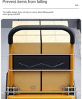 Heavy Duty Platform Cart Steel Push Hand Truck With 1100 LB Capacity Large 28.7 X 18.8 Inch Flatbed 4 Inch Swivel Wheels For 360 Degree Mobility Ideal For Warehouse Shop Garage And Moving Heavy Loads. rear handrail bezel on yellow steel cart securing boxes