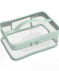 Two Pack Transparent Waterproof Makeup Bag Set With Zippered Cosmetic Pouches For Travel Grab And Go Easy Access Clear PVC Toiletry Organizer