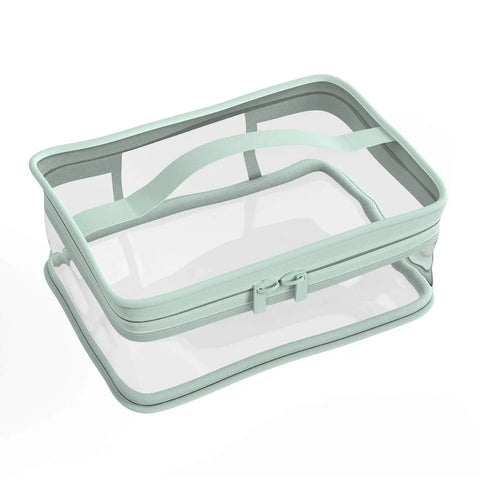 Two Pack Transparent Waterproof Makeup Bag Set With Zippered Cosmetic Pouches For Travel Grab And Go Easy Access Clear PVC Toiletry Organizer