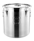 Big Beefy Stainless Steel Airtight Food Storage Bucket With Heavy Duty Locking Clamps Keeps Grains Rice Cereal Coffee Beans And Pantry Staples Fresh As Day, polished 304 grade steel, airtight seal, heavy-duty clamps.