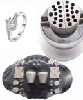 Ball Vise Engraving Tool Set With 3 Inch Professional Ball Vise And 30 Attachment Blocks for jewelry engraving shown with ring detail.
