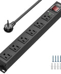 Beefy Heavy Duty Metal Power Strip With Switch Six Outlet 15A 1875W Durable Aluminum Housing 6 Foot Cord Ready For Workshop Garage Home Office Electronics And Tools, black