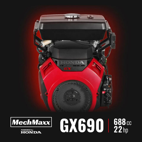 Front view of Honda 688cc 22HP engine on 8 Inch Towable Wood Chipper Shredder Mulcher Electric Start