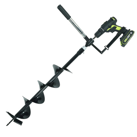 6 Inch Wide By 32 Inch Deep Electric Post Hole Digger With Universal Handle For Drill Attachment displayed horizontally
