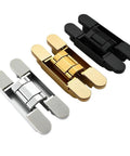 Two Piece Set Of Three Dimensional Adjustable Hidden Door Hinges Featuring A Slick Zinc Alloy Build For Heavy Duty Use That Puts No Fuss Installations On Autopilot While Keeping Cabinets Looking Damn Sharp In Silver Tone. Various colors in view.