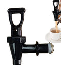Close-up of Total Hype Tea Bucket Tap And Outdoor Water Spigot For Coffee Barrels built tough with a black polypropylene body.