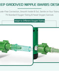 Five Pack Oxygen Tubing Swivel Nipple Connectors Individually Packaged For No Hassle Setup And A Solid Leak Free Fit With Most Oxygen Concentrators Regulators And Flow Meters, green barb connector