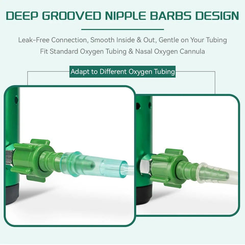 Five Pack Oxygen Tubing Swivel Nipple Connectors Individually Packaged For No Hassle Setup And A Solid Leak Free Fit With Most Oxygen Concentrators Regulators And Flow Meters, green barb connector