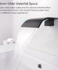 Matte Black Waterfall Wall Mount Faucet For Tub And Sink Brass Bath Filler Tap wall-mounted showing water flow in bathroom setting